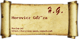 Horovicz Géza névjegykártya